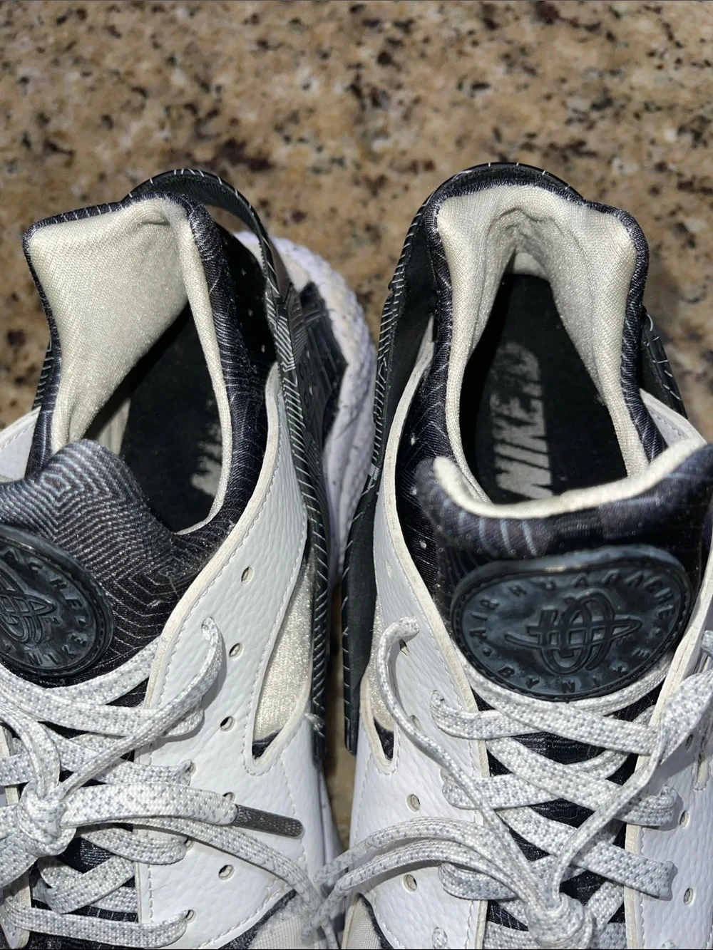 Nike Air Huarache White and Black Sneakers